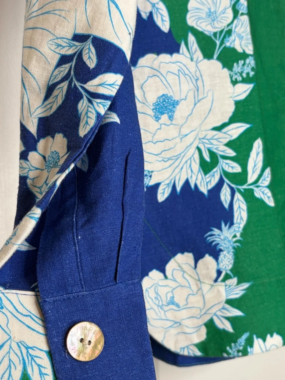 Farm Rio Green Blue Floral Button Top + Shorts Set Tropical Resort Matching - Picture 6 of 12